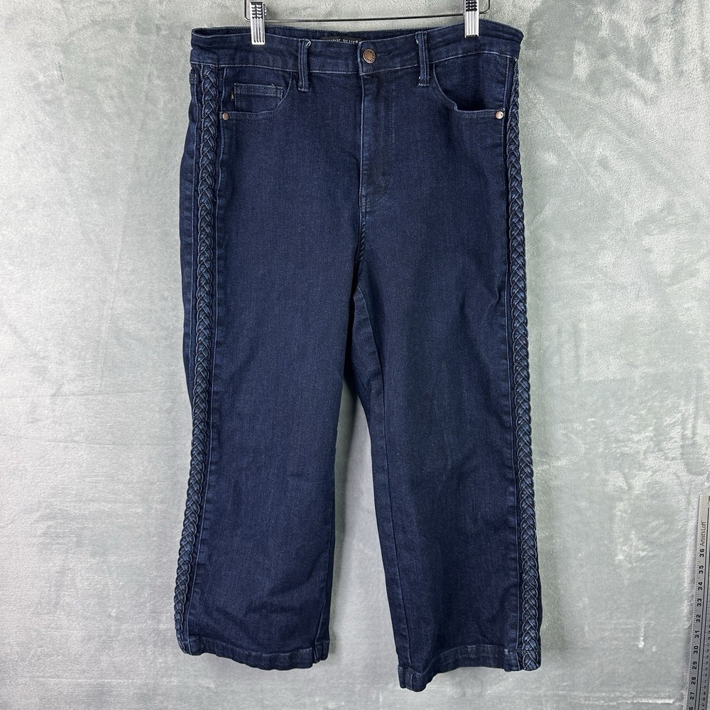 Judy Blue Wide Leg Capri Jeans Size 15/32 Dark Wash Stretch Denim